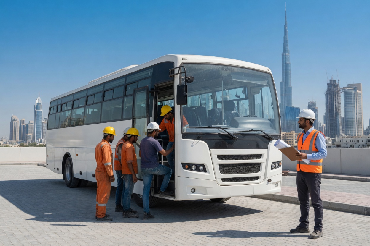 Labour staff transport bus monthly contract UAE