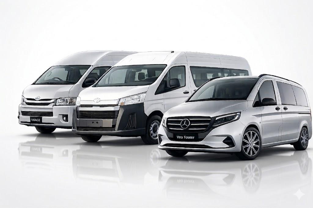 12 seater van rental Dubai — Mercedes Vito and Toyota HiAce with professional driver