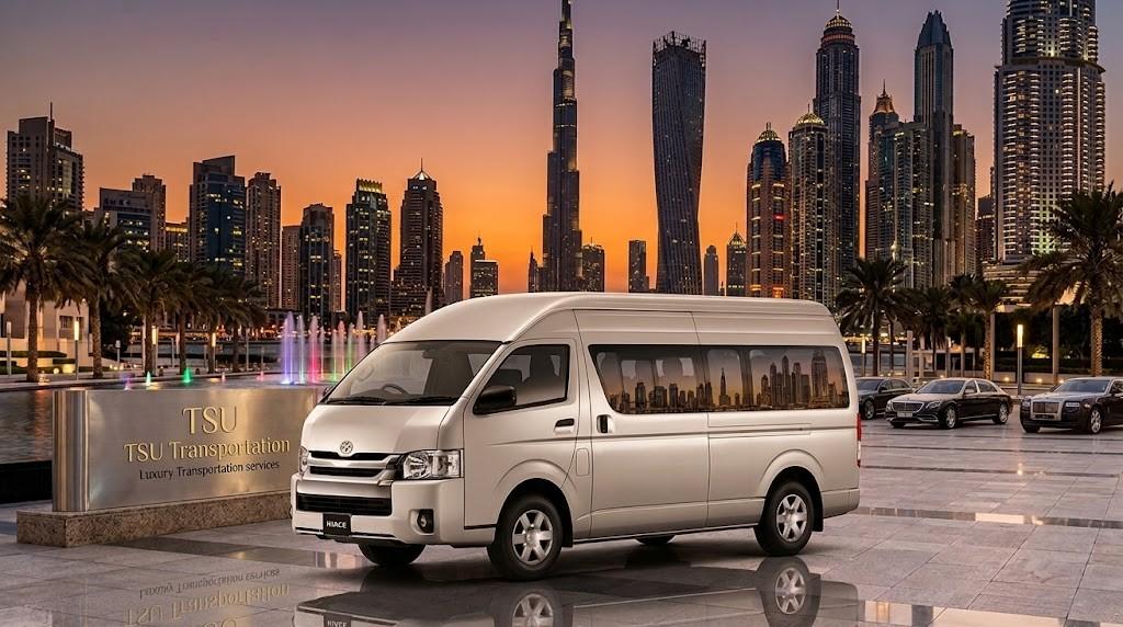 13 seater Toyota HiAce high-capacity for school excursions and tour groups in Dubai